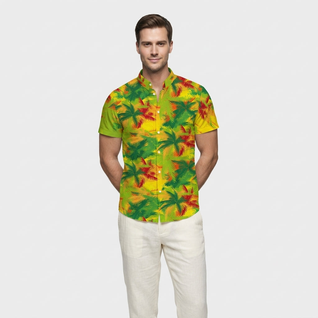 Chemise Fleurie Tropicale Manches Courtes Coupe Décontractée pour Homme
