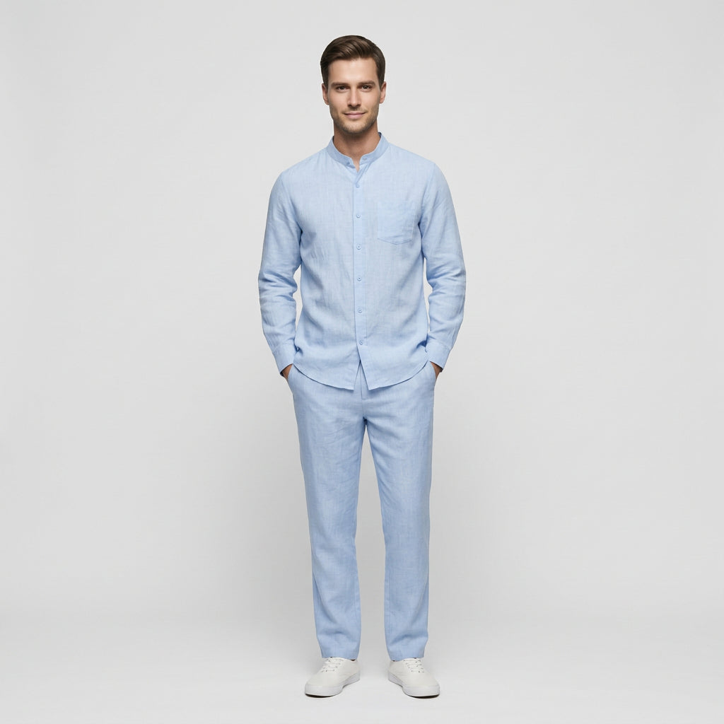 Ensemble Chemise Pantalon Coordonnés Coupe Décontractée pour Homme