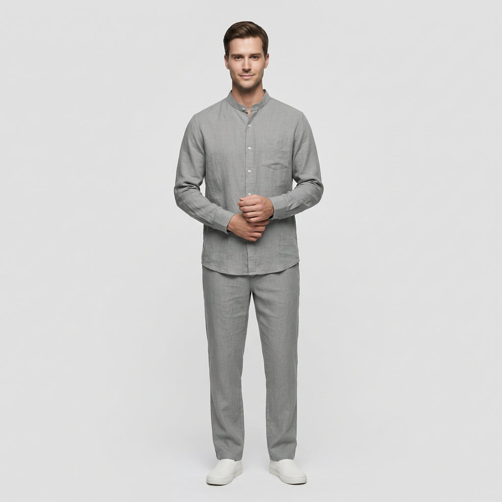 Ensemble Chemise Pantalon Coordonnés Coupe Décontractée pour Homme