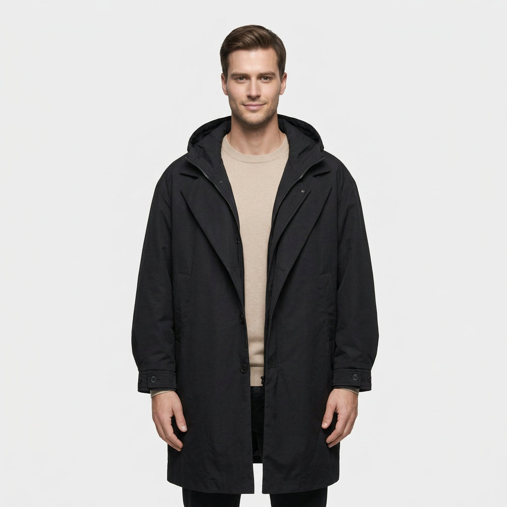 Trench Doudoune Imperméable Capuche Coupe Matelassée pour Homme