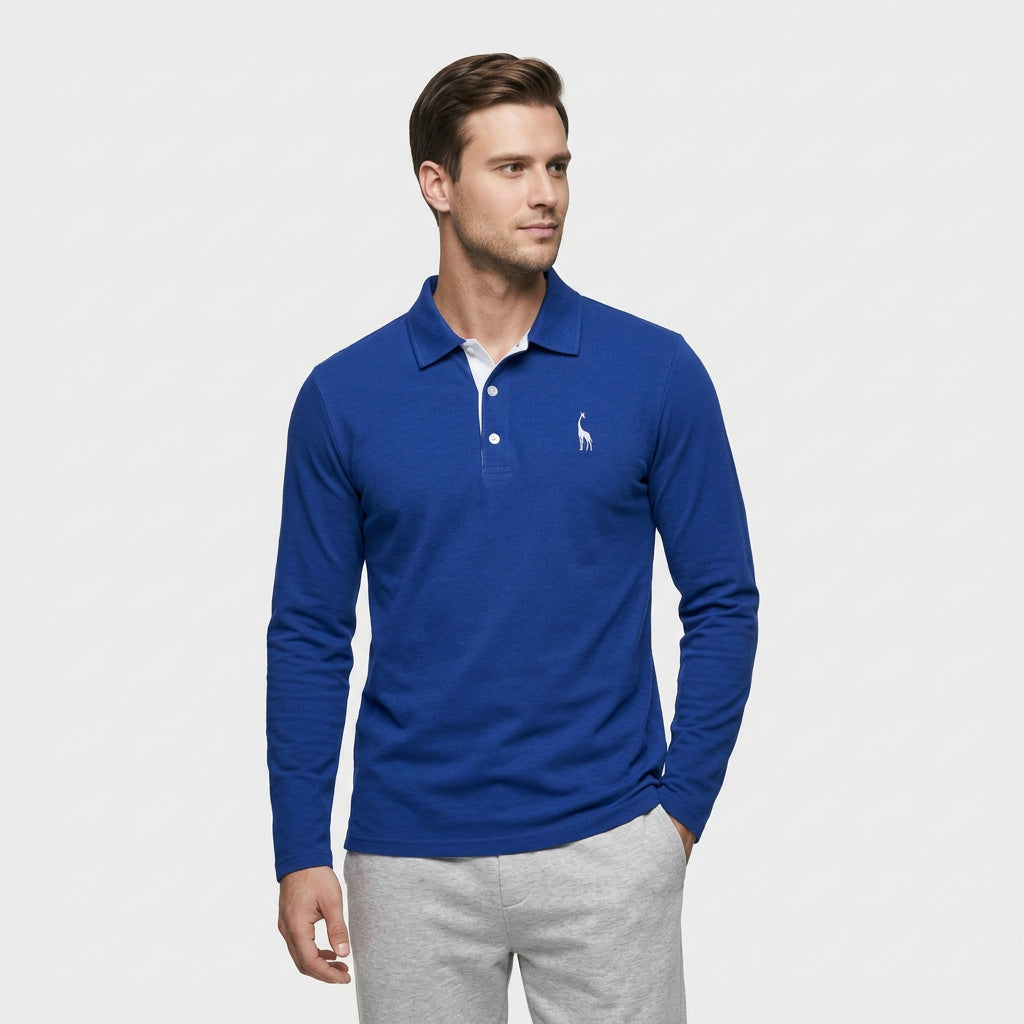 Pull Polo Patte Boutonnage Manches Longues pour Homme