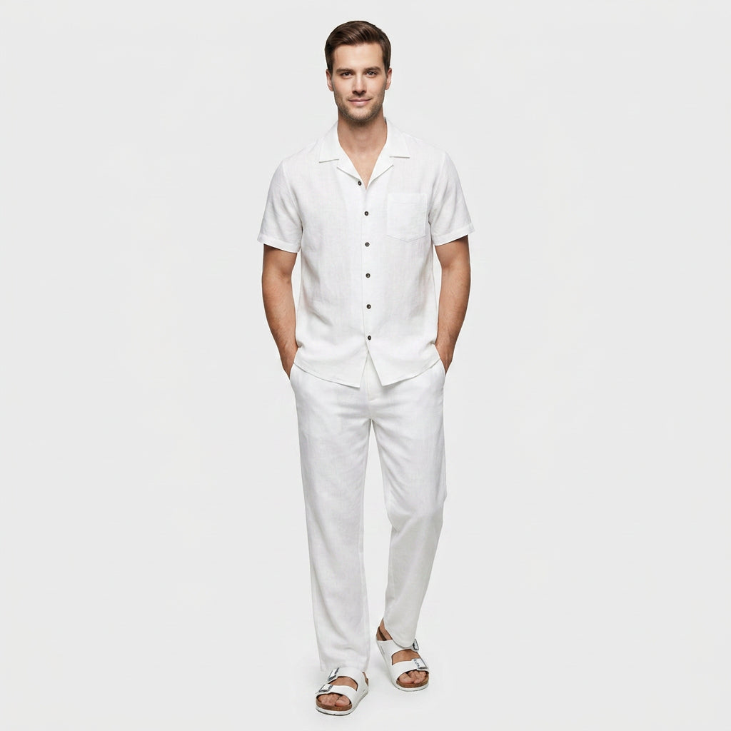 Ensemble Plage Lin Coupe Fluide Pour Homme