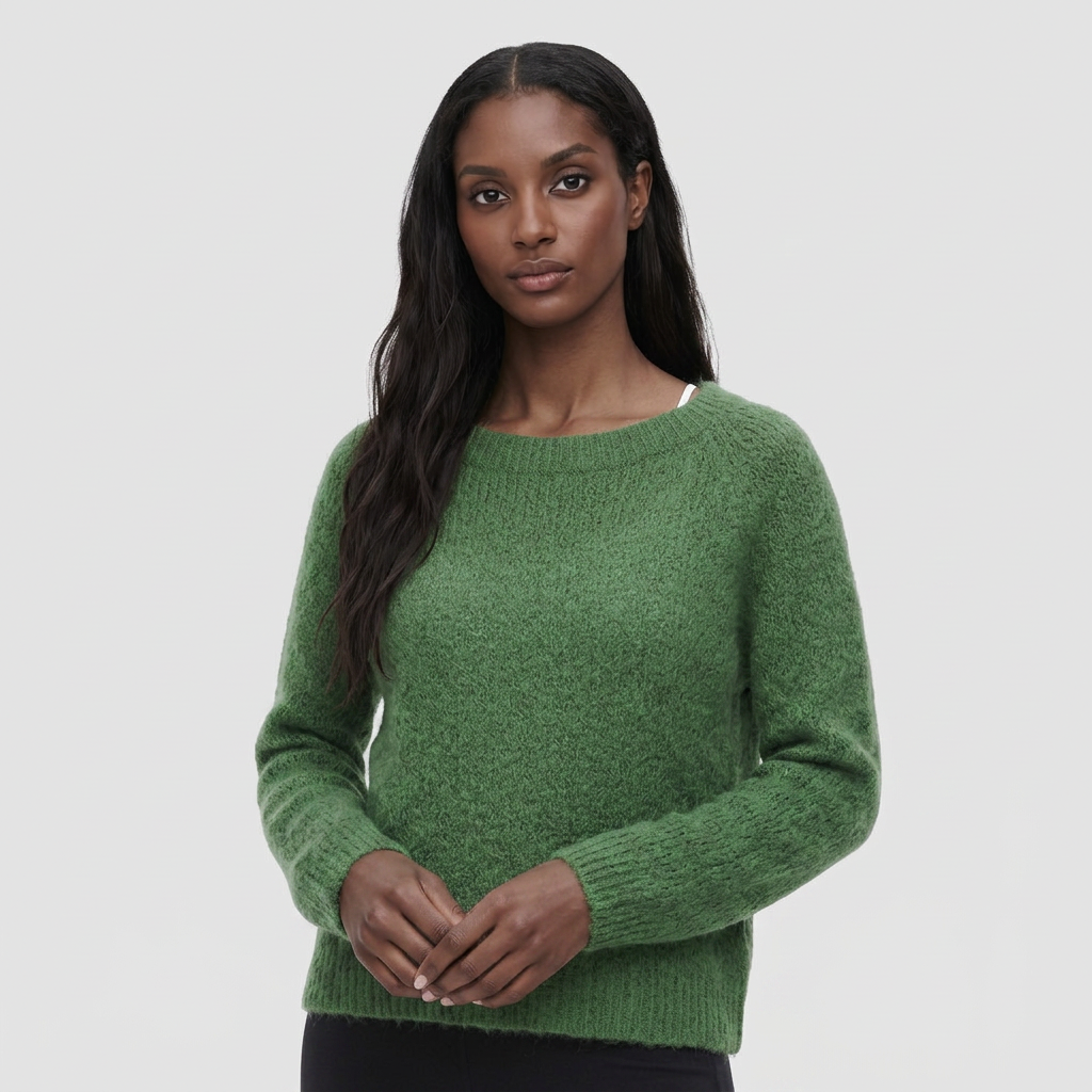 Pull en Maille Tricotée Col Rond Coupe Décontractée Manches Longues pour Femme