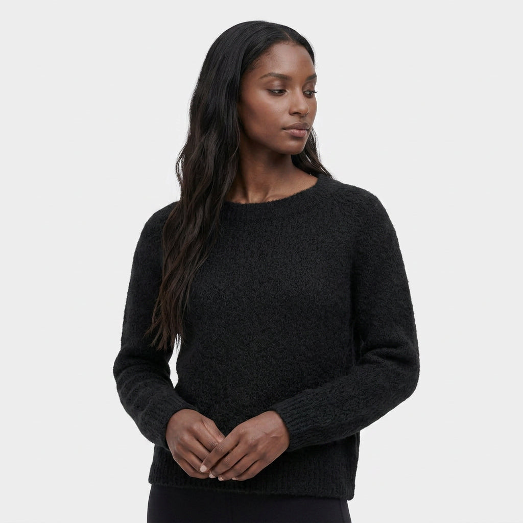 Pull en Maille Tricotée Col Rond Coupe Décontractée Manches Longues pour Femme