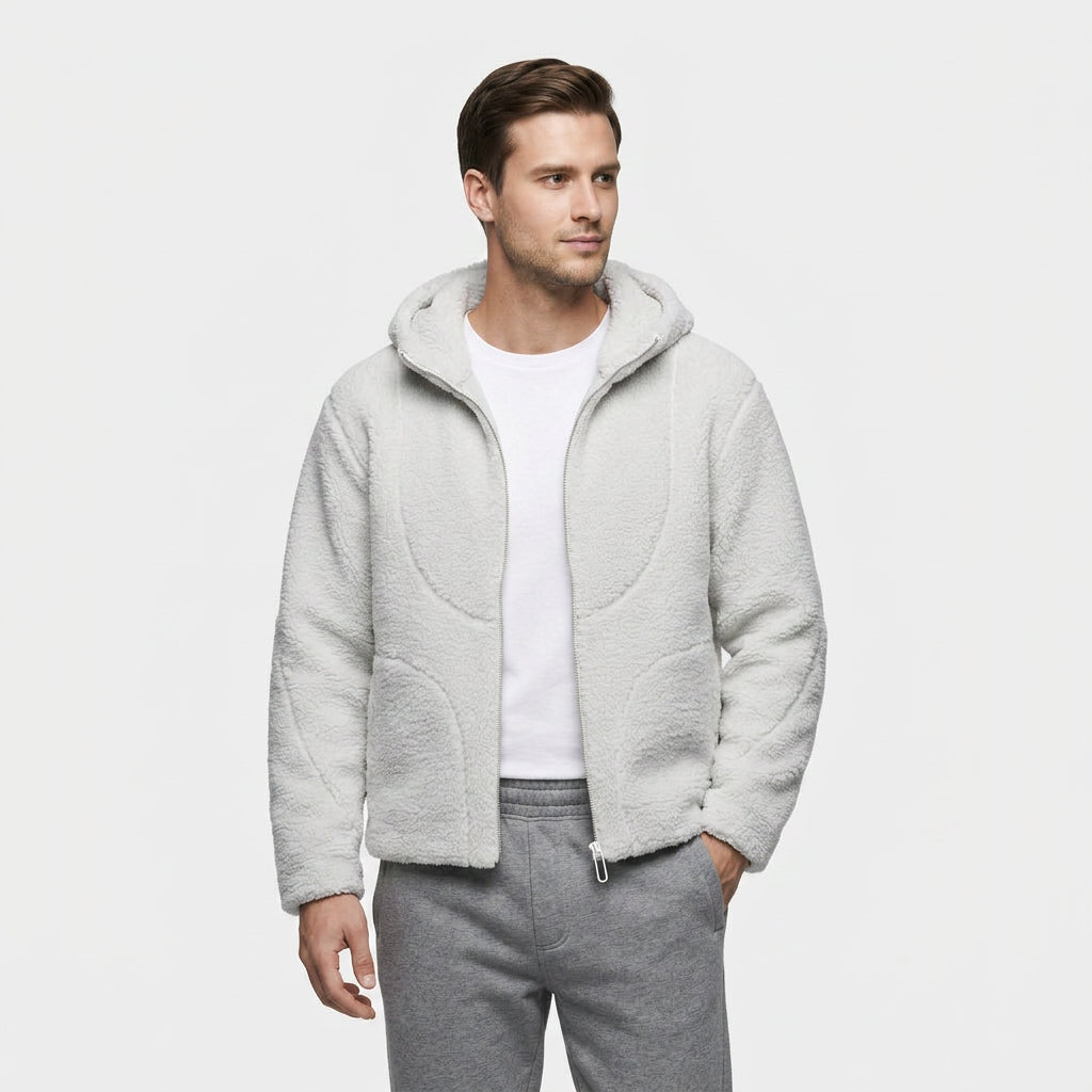 Sweat à Capuche en Laine d'Agneau Texturée Coupe Oversize Style Vintage pour Homme