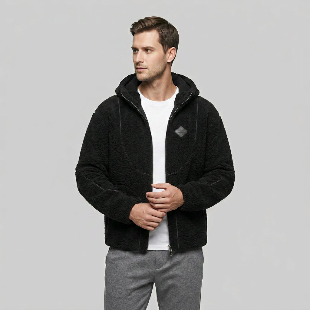 Sweat à Capuche en Laine d'Agneau Texturée Coupe Oversize Style Vintage pour Homme