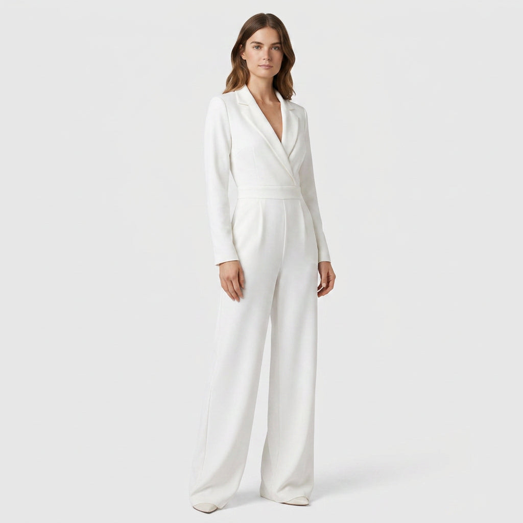 Combinaison Blazer Col V Coupe Large pour Femme