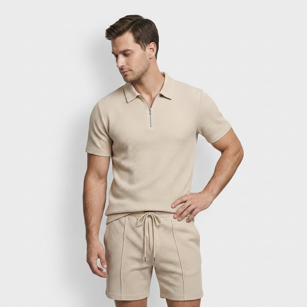 Ensemble Deux Pièces Polo Zippé et Short pour Femme