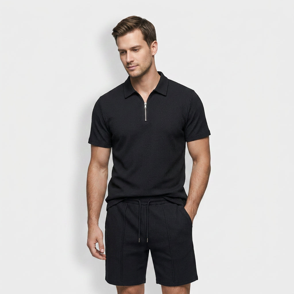 Ensemble Deux Pièces Polo Zippé et Short pour Femme