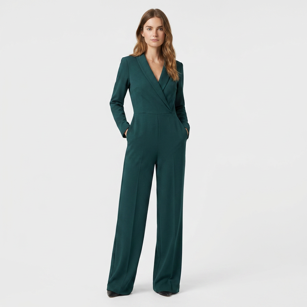 Combinaison Blazer Col V Coupe Large pour Femme