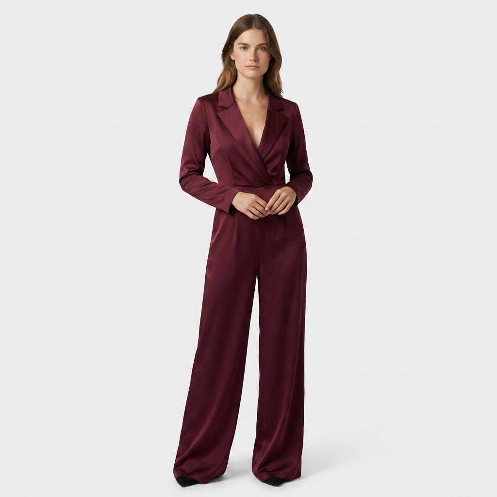 Combinaison Blazer Col V Coupe Large pour Femme