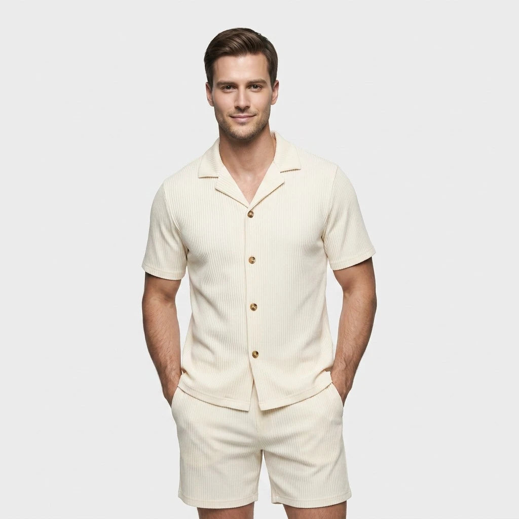 Ensemble Chemise et Short Décontracté Coupe Fluide pour Homme