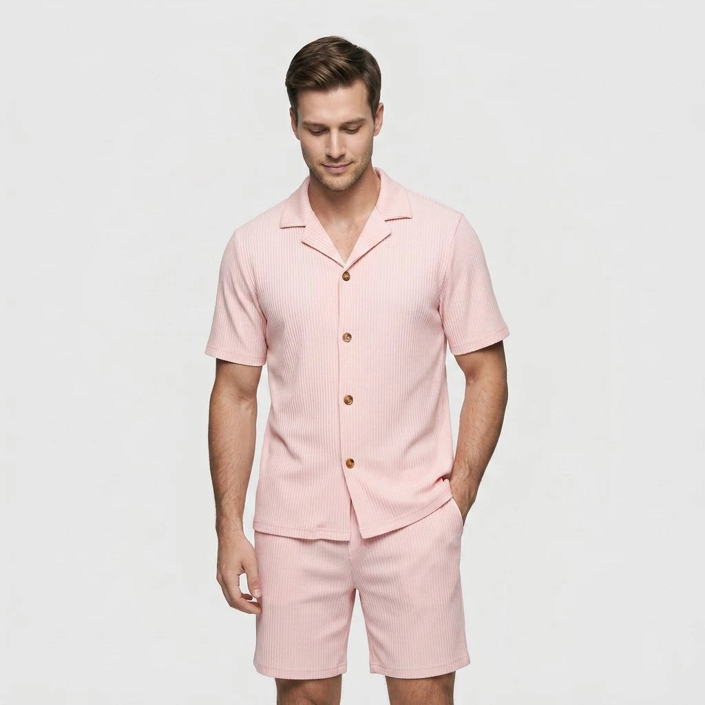Ensemble Chemise et Short Décontracté Coupe Fluide pour Homme