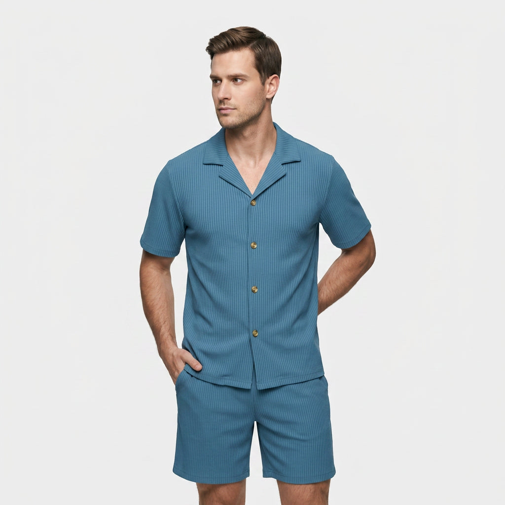 Ensemble Chemise et Short Décontracté Coupe Fluide pour Homme