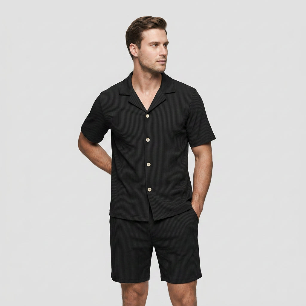 Ensemble Chemise et Short Décontracté Coupe Fluide pour Homme