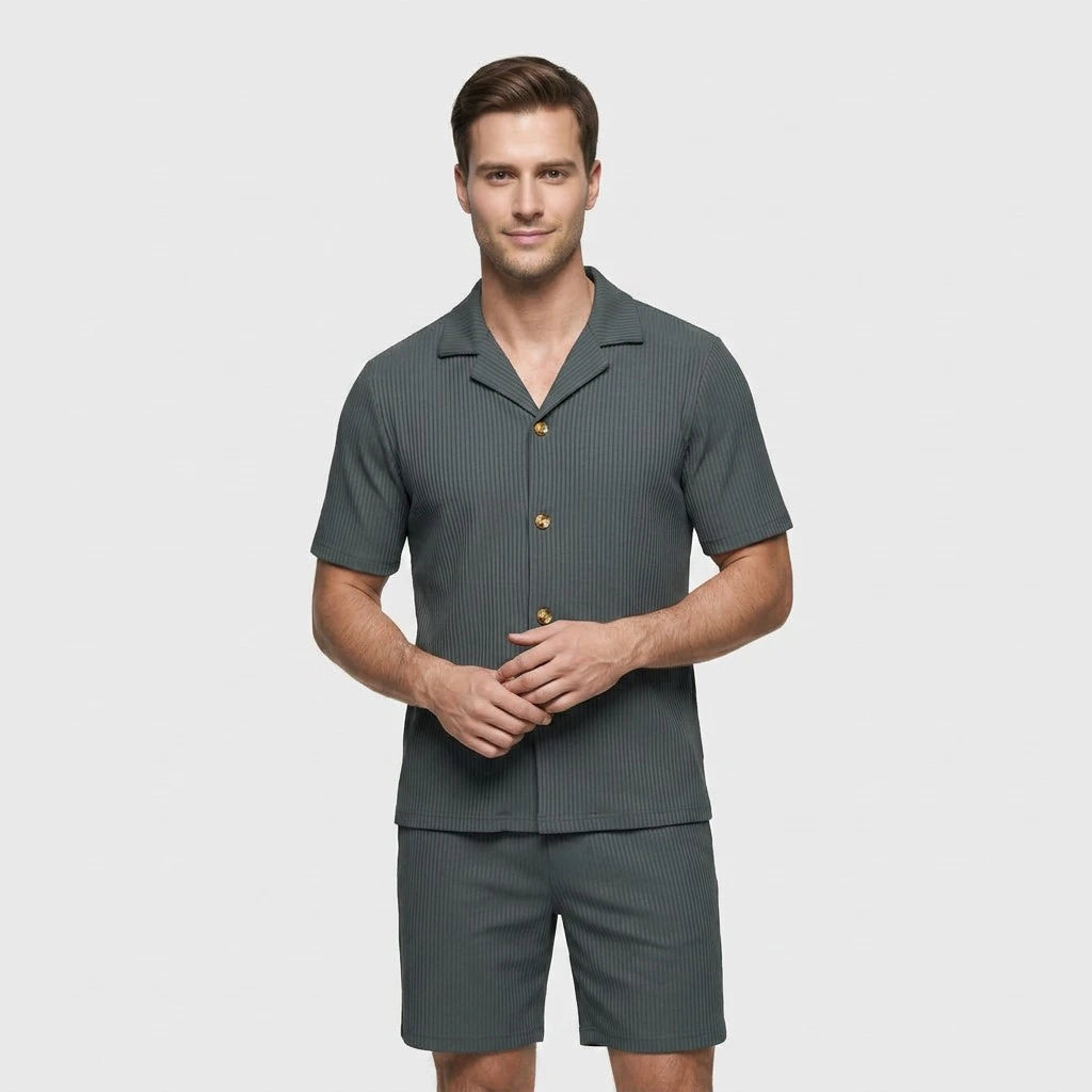 Ensemble Chemise et Short Décontracté Coupe Fluide pour Homme