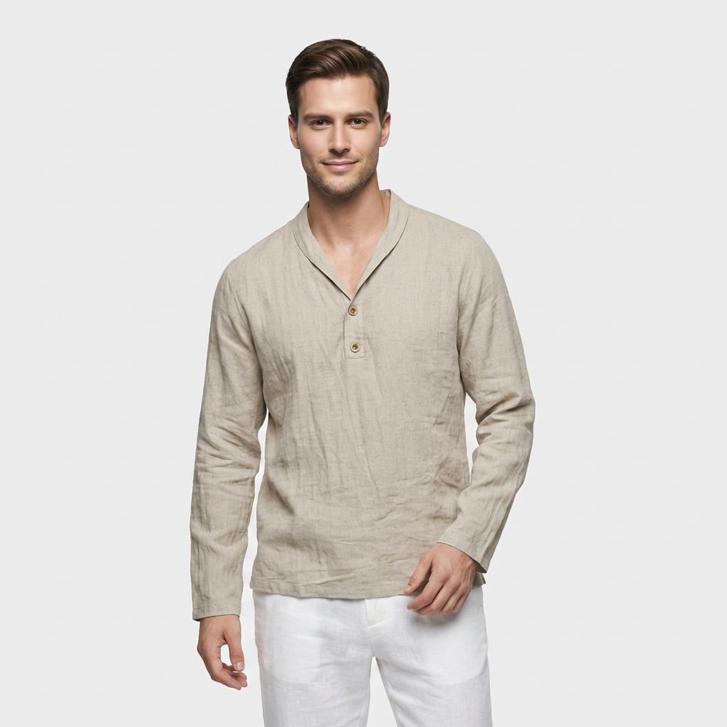 Chemise Lin Légère Boutonnée Coupe Casual pour Homme