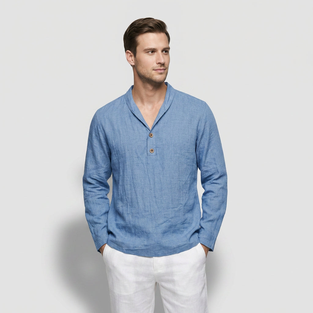 Men's Casual Button-Down Lightweight Linen Shirt