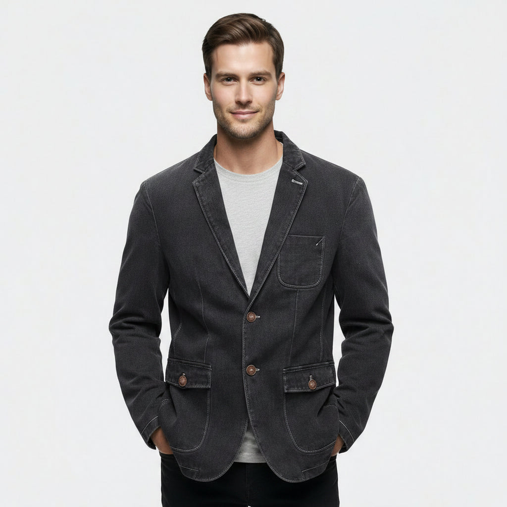 Blazer Coton Léger Coupe Ajustée pour Homme