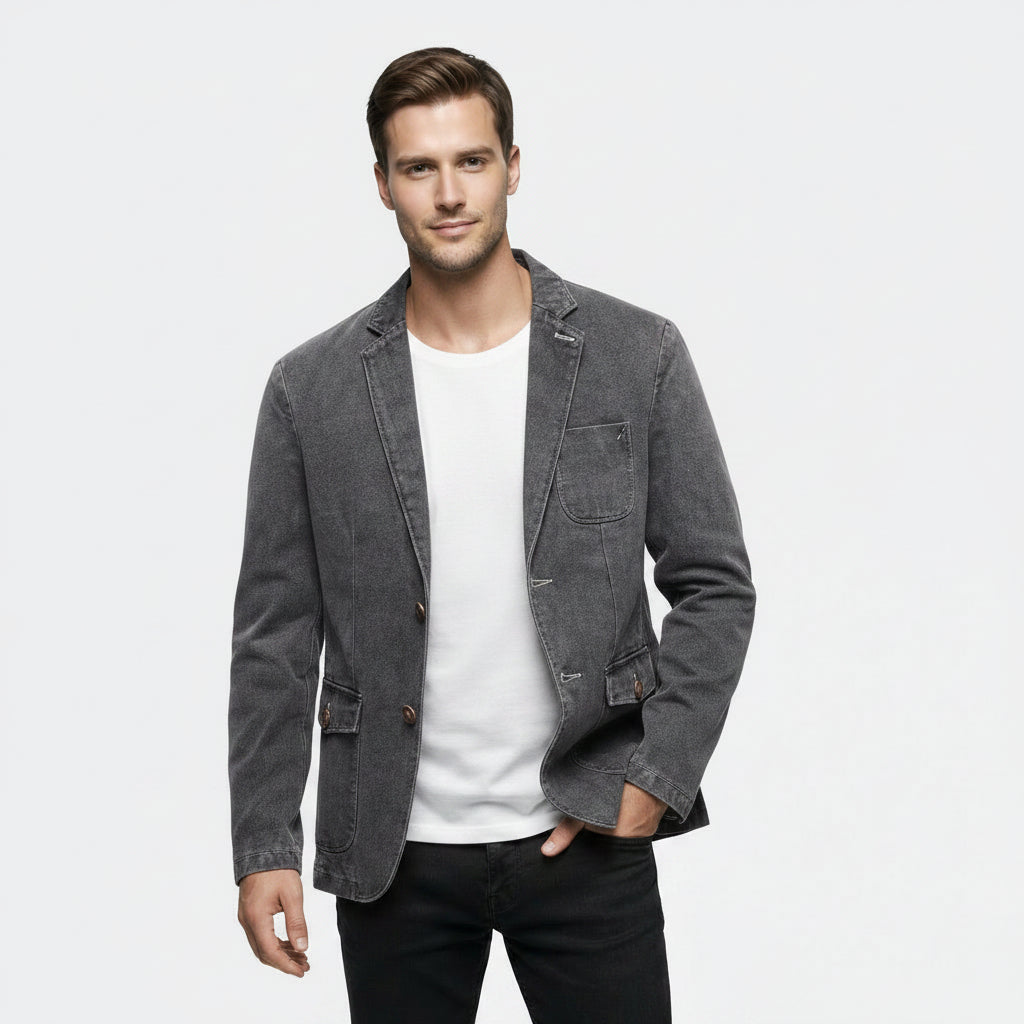 Blazer Coton Léger Coupe Ajustée pour Homme
