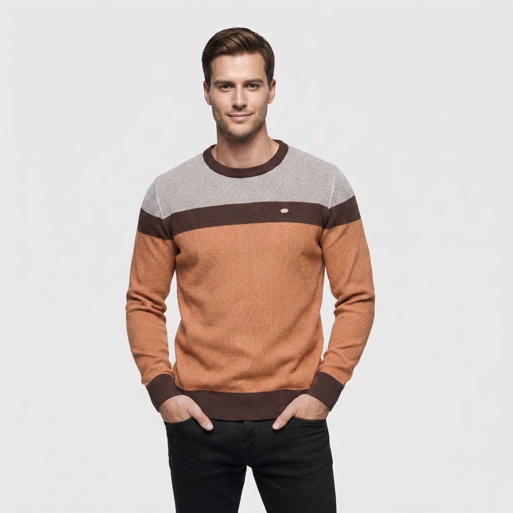 Pull Coton Léger Maille Fine Col Rond pour Homme