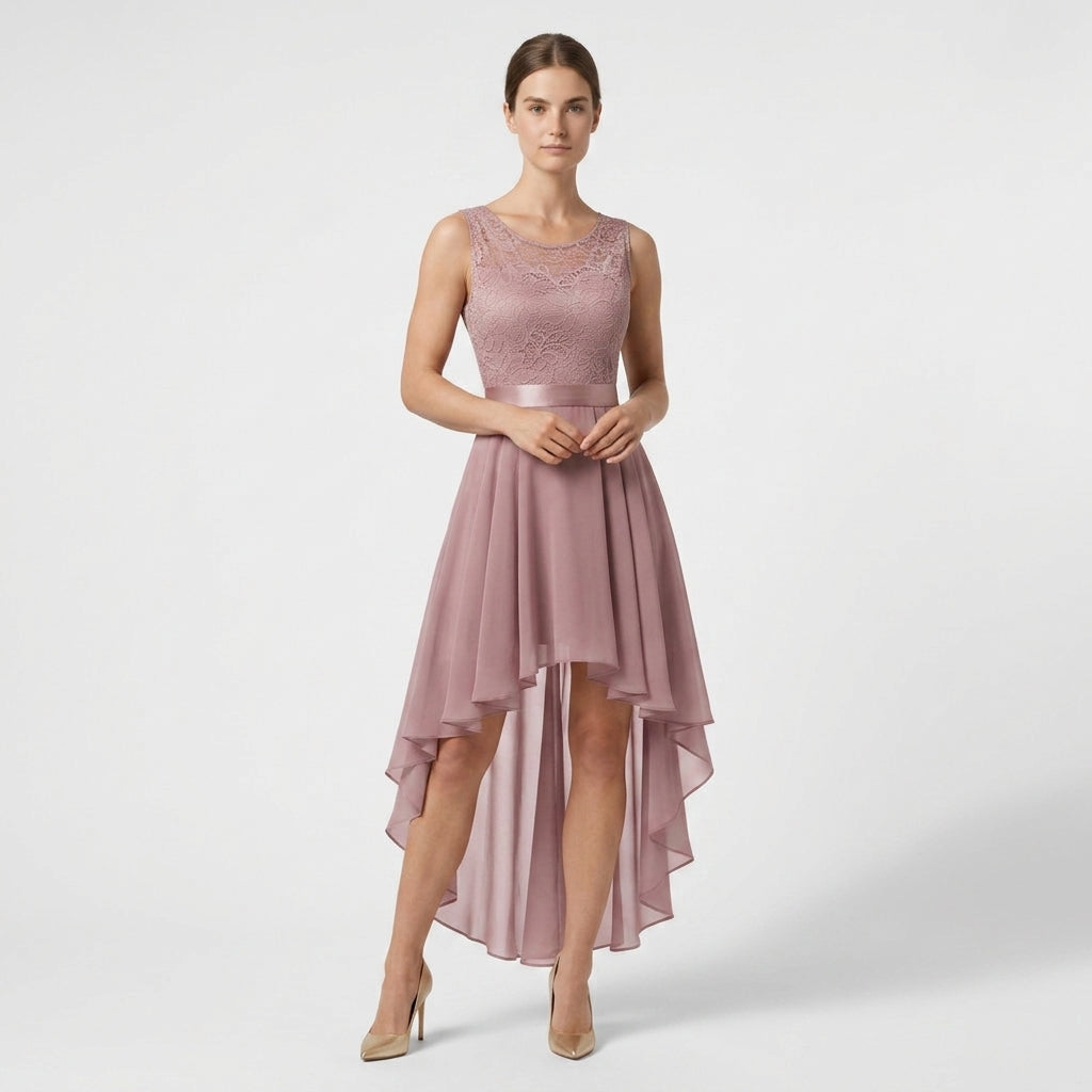 Robe Asymétrique High-Low Coupe Évasée pour Femme