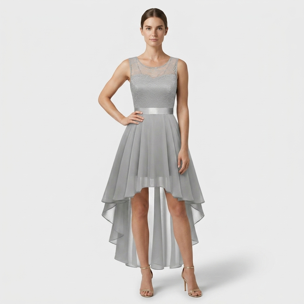 Robe Asymétrique High-Low Coupe Évasée pour Femme