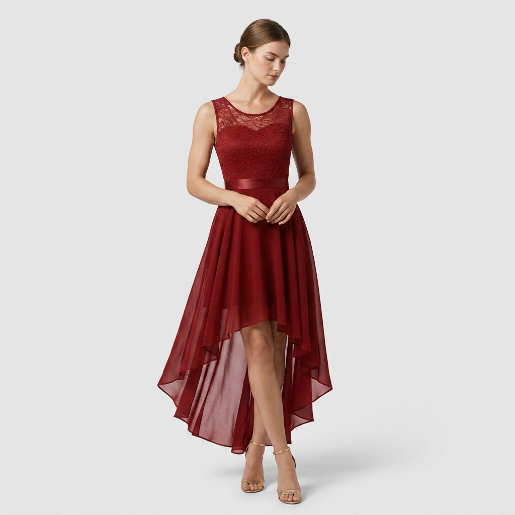 Robe Asymétrique High-Low Coupe Évasée pour Femme