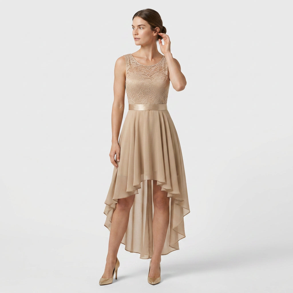 Robe Asymétrique High-Low Coupe Évasée pour Femme