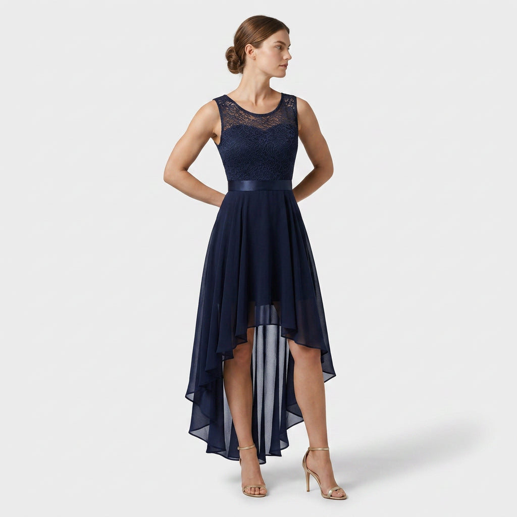 Robe Asymétrique High-Low Coupe Évasée pour Femme