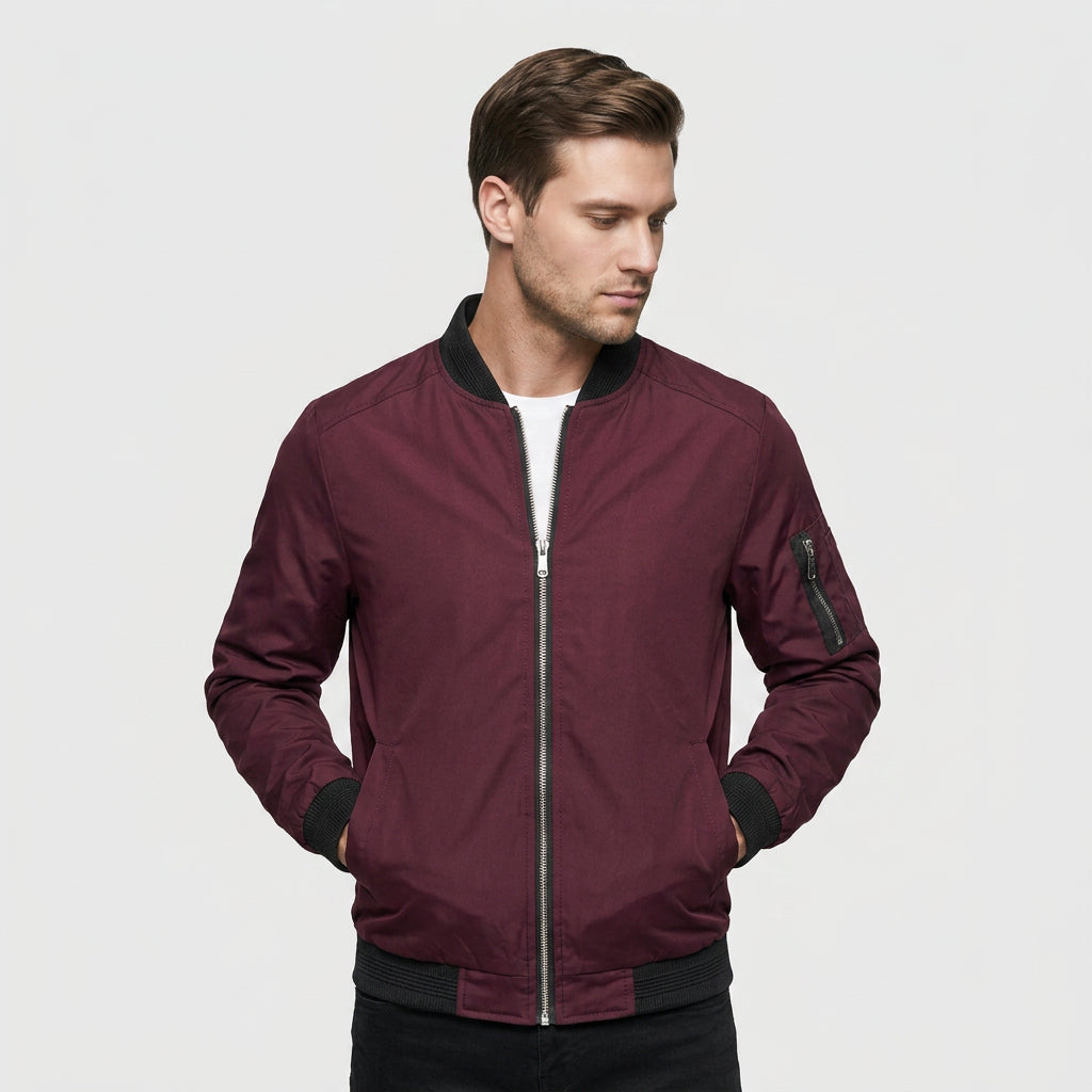 Veste Bomber Slim Coupe Ajustée Moderne pour Homme