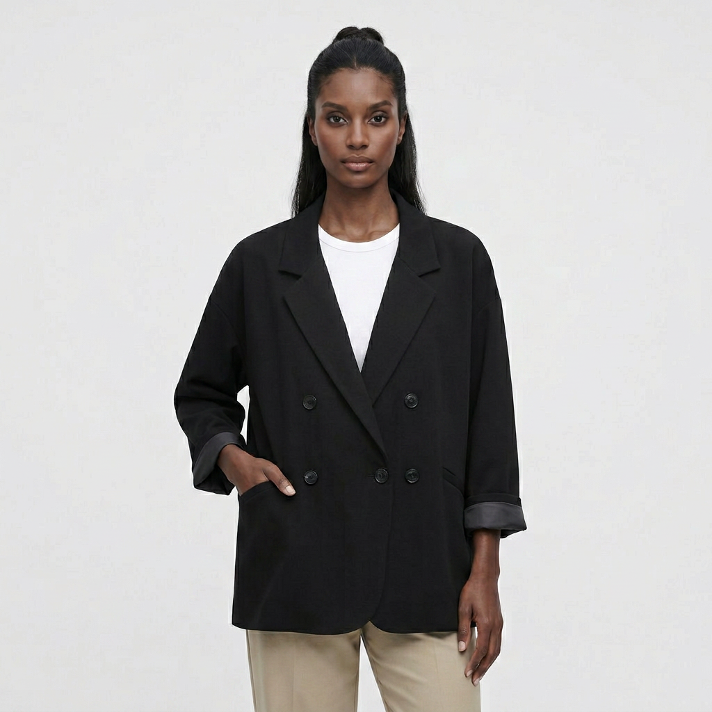 Blazer Ample Coupe Décontractée Détails Structurés pour Femme