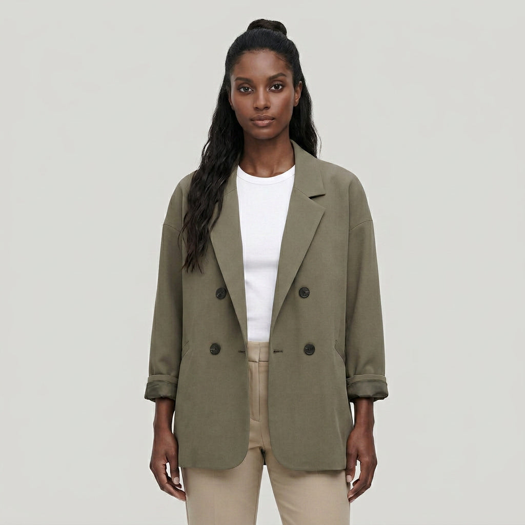 Blazer Ample Coupe Décontractée Détails Structurés pour Femme