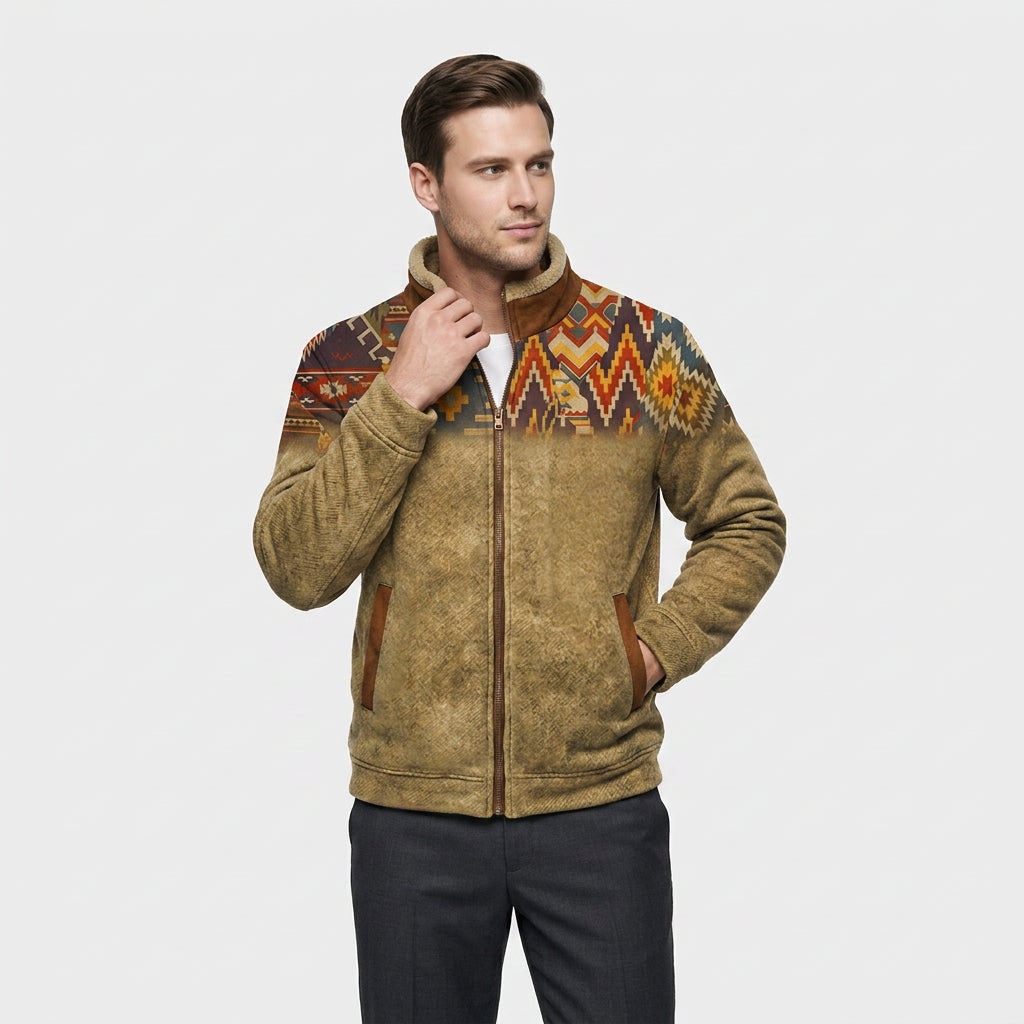 Veste Western Doublure Polaire Motifs Ethniques pour Homme