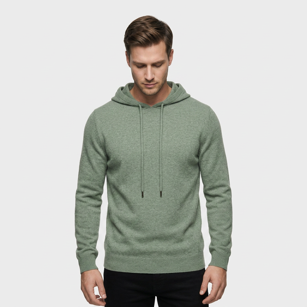 Sweatshirt à Capuche Maille Cachemire Mérinos pour Homme