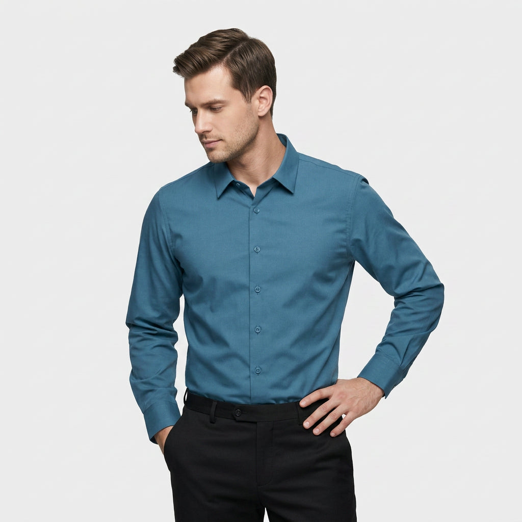 Chemise Infroissable Manches Longues Coupe Décontractée pour Homme