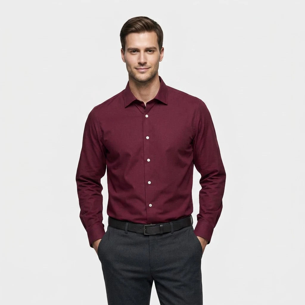 Chemise Habillée Manches Longues Coupe Ajustée pour Homme