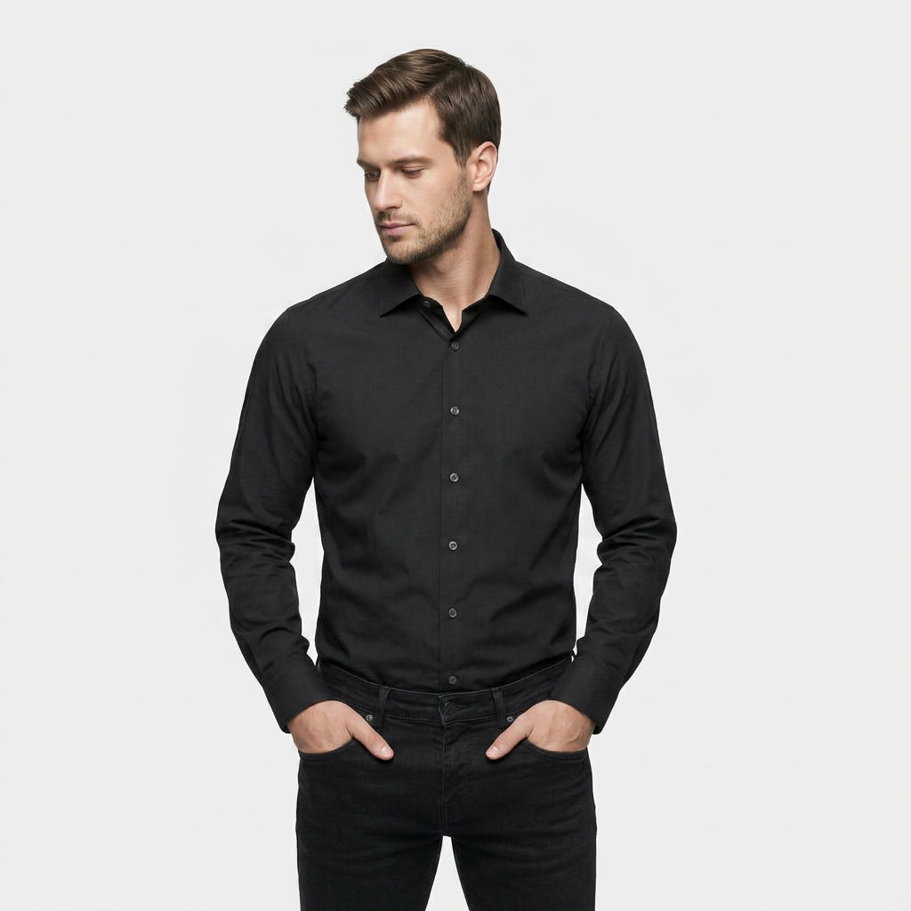 Chemise Habillée Manches Longues Coupe Ajustée pour Homme