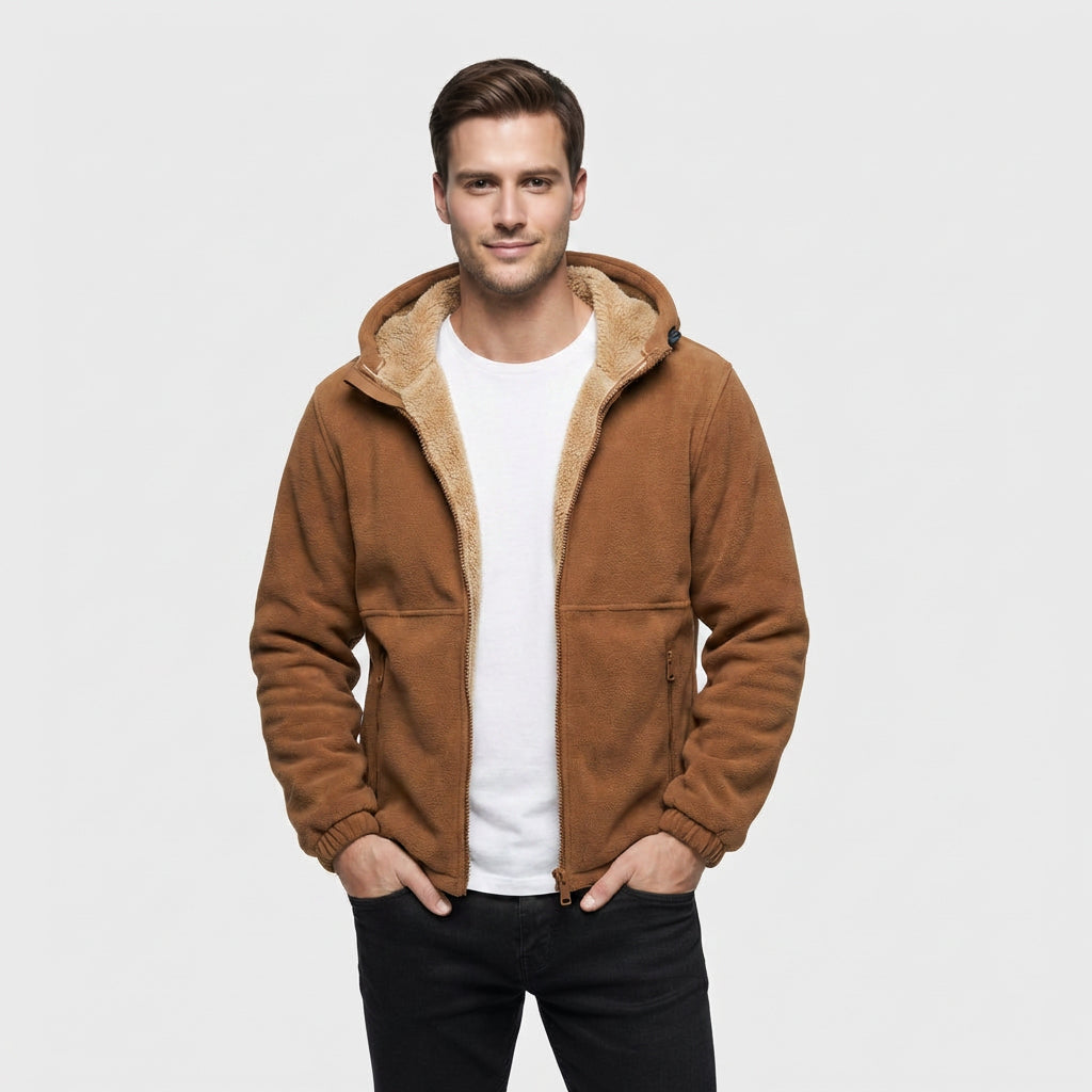 Veste Polaire à Capuche Poches Zippées pour Homme