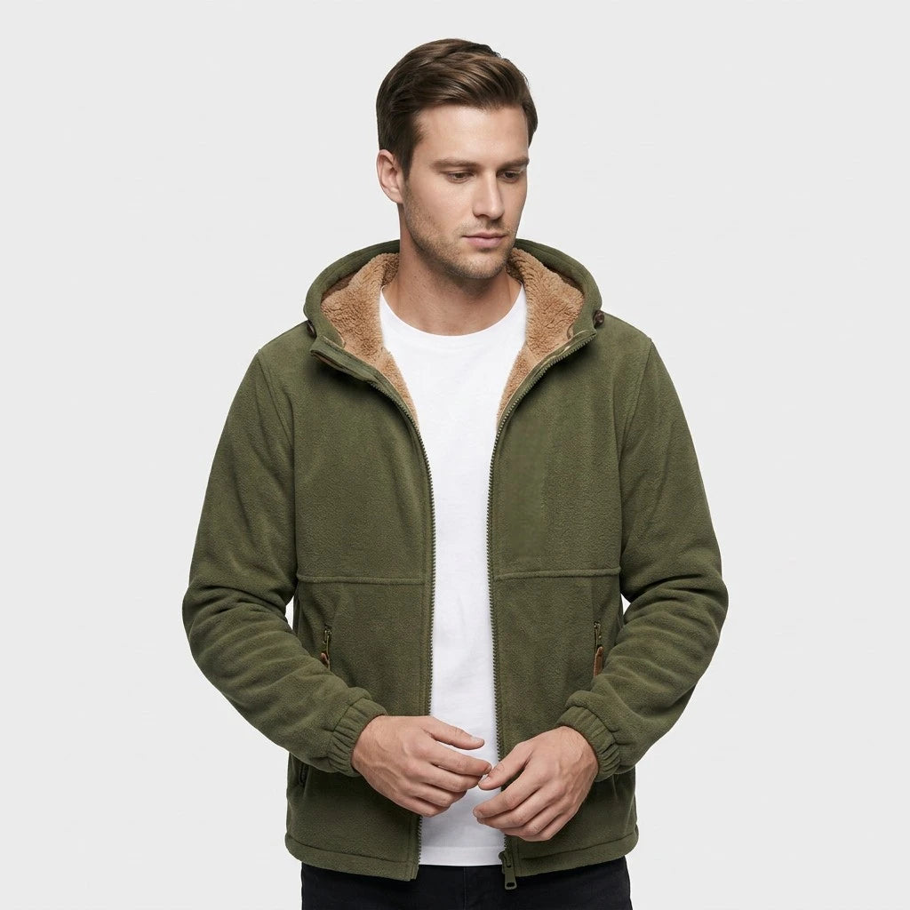 Veste Polaire à Capuche Poches Zippées pour Homme