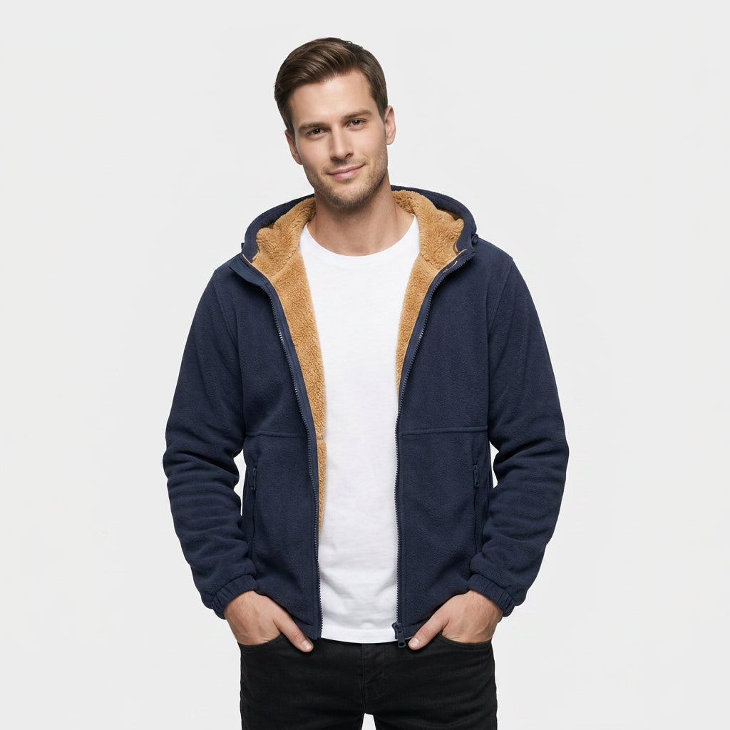 Veste Polaire à Capuche Poches Zippées pour Homme