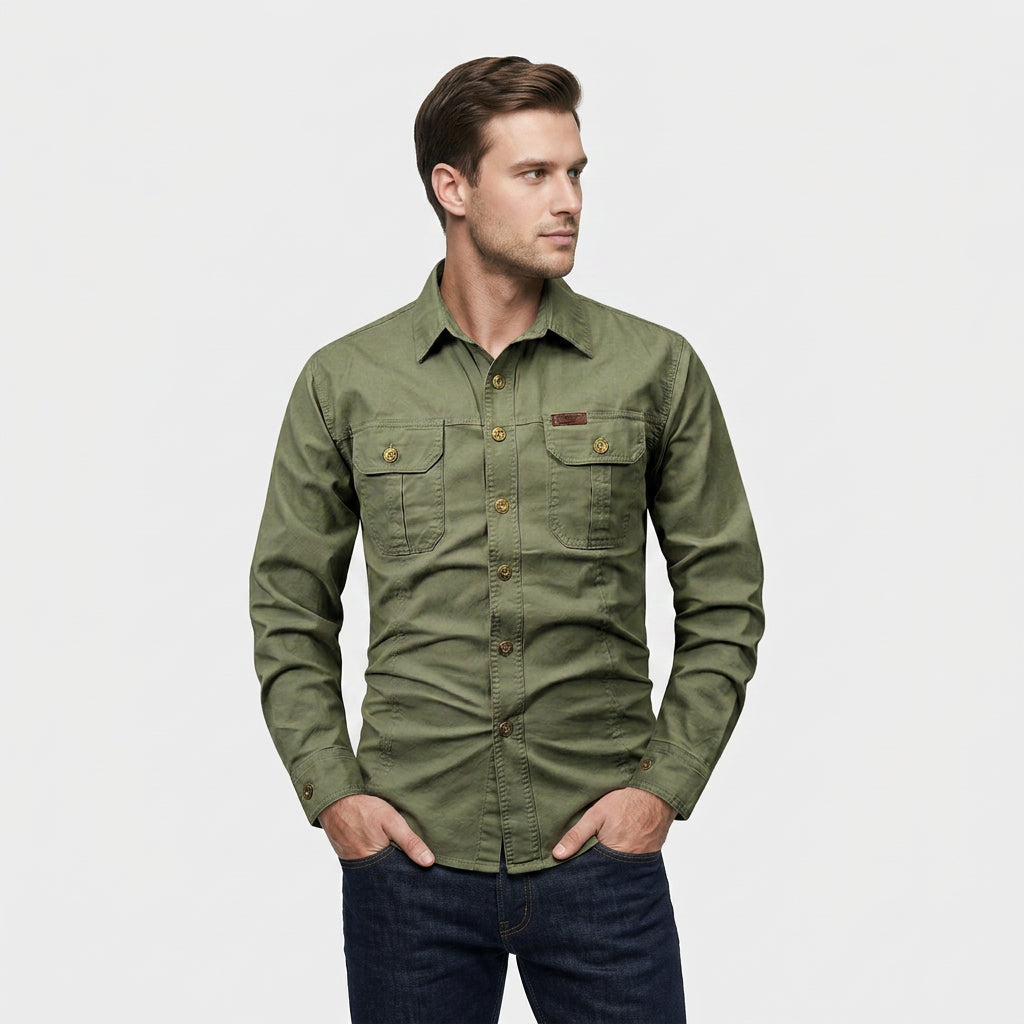 Chemise Manches Longues Col Classique Boutonnée pour Homme