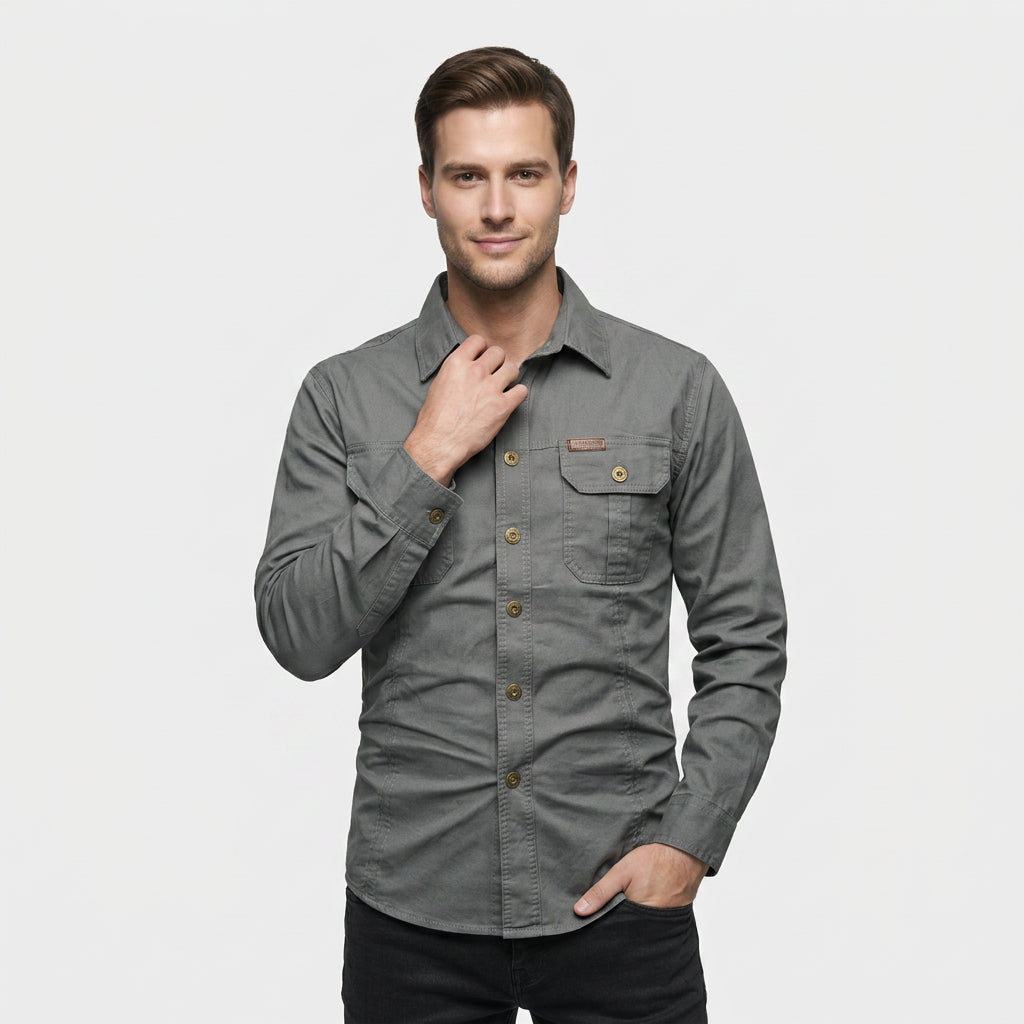 Chemise Manches Longues Col Classique Boutonnée pour Homme