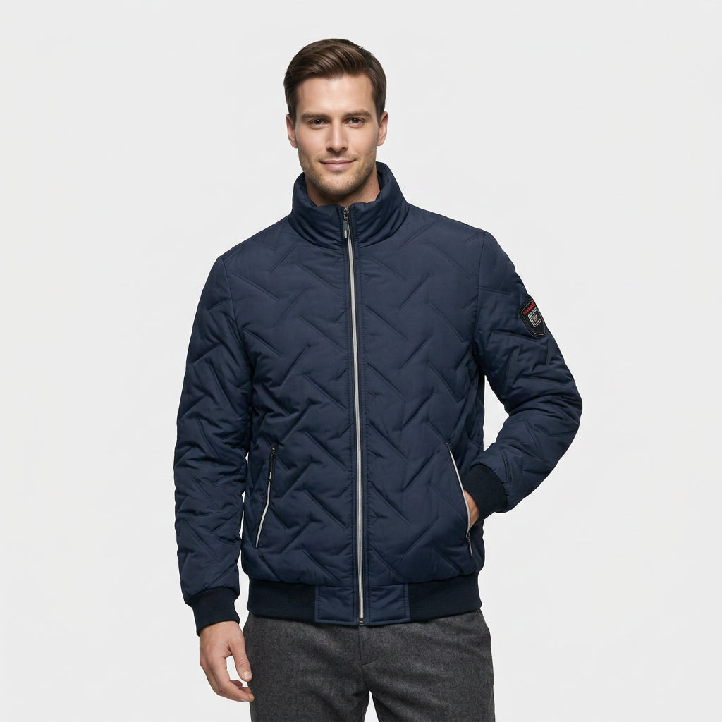 Veste Bomber Matelassée Col Montant Poches Zippées pour Homme