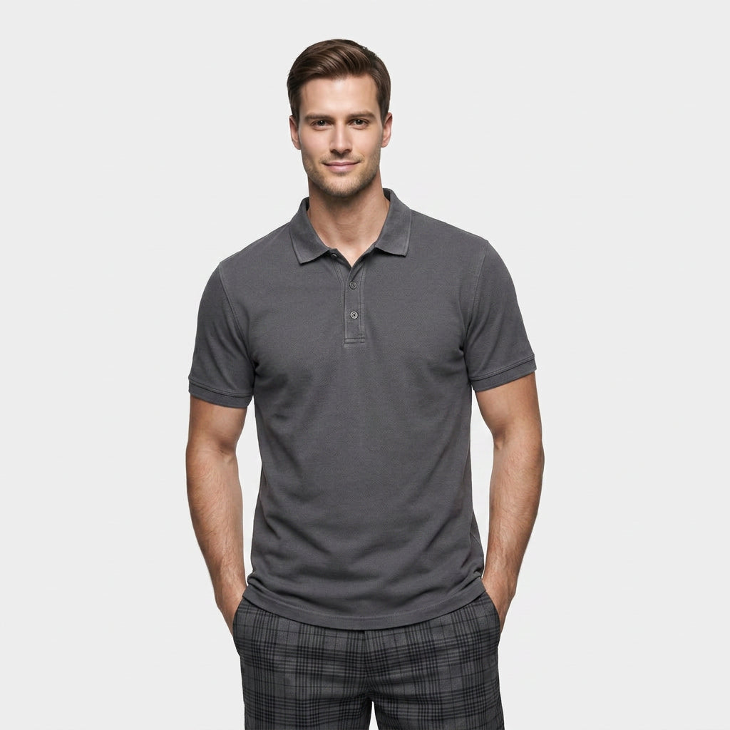 Polo Slim Patte Boutonnée Col Classique pour Homme