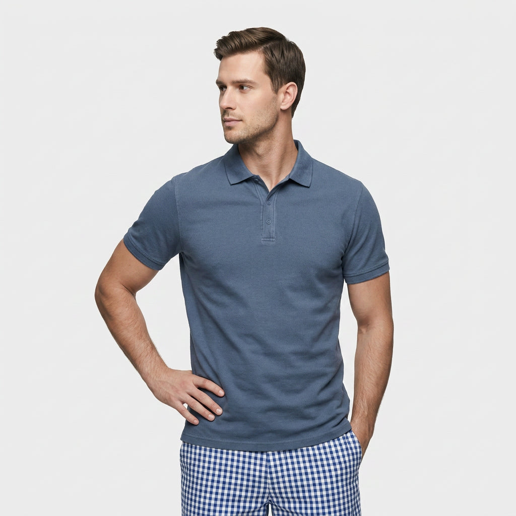 Polo Slim Patte Boutonnée Col Classique pour Homme
