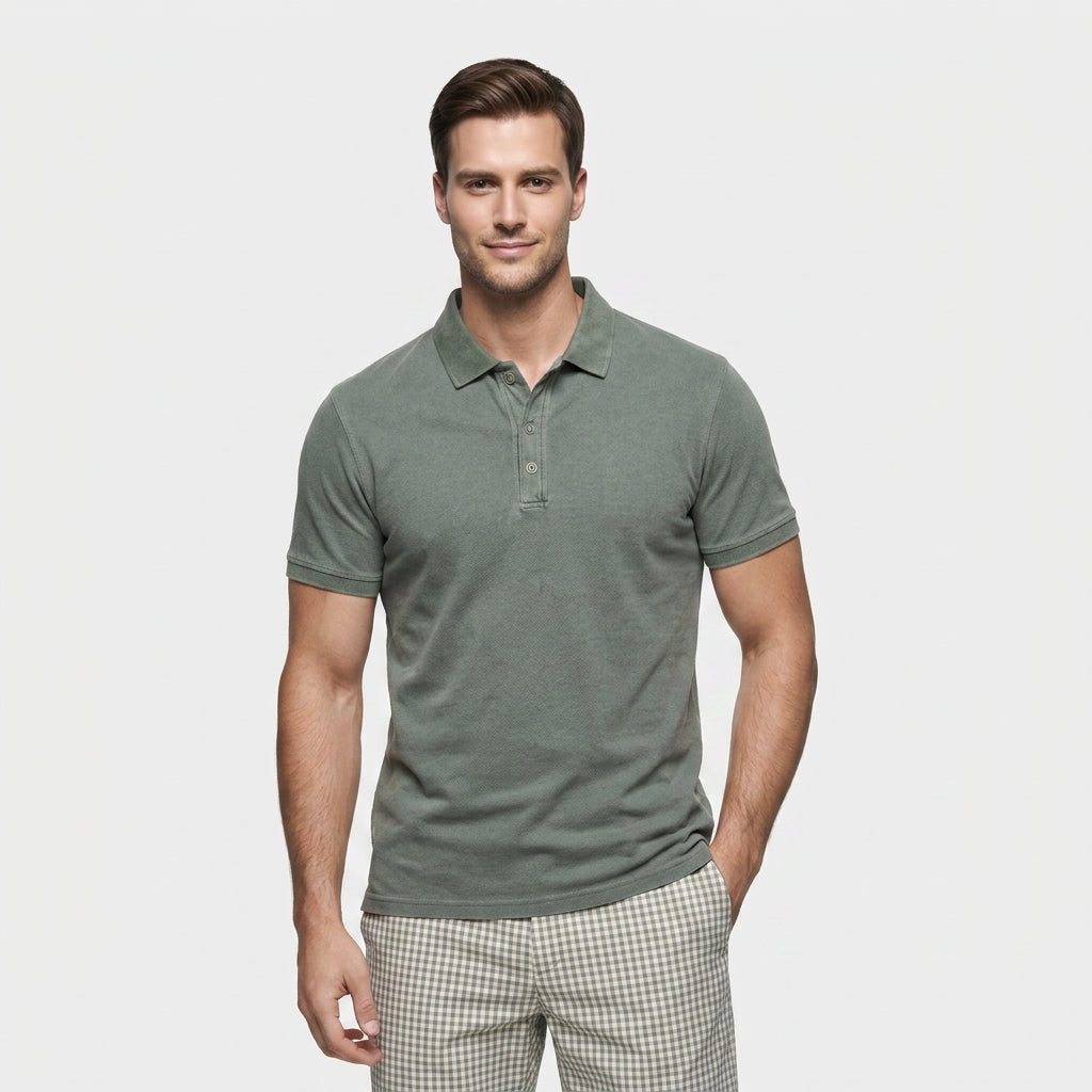 Polo Slim Patte Boutonnée Col Classique pour Homme