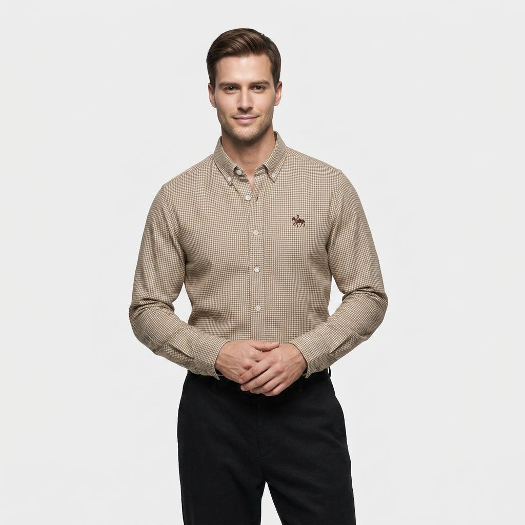 Chemise Carreaux Manches Longues Col Boutonné pour Homme