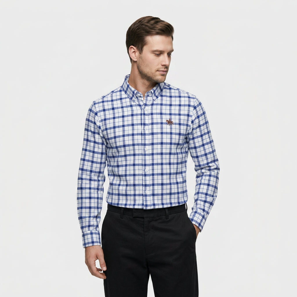 Chemise Carreaux Manches Longues Col Boutonné pour Homme