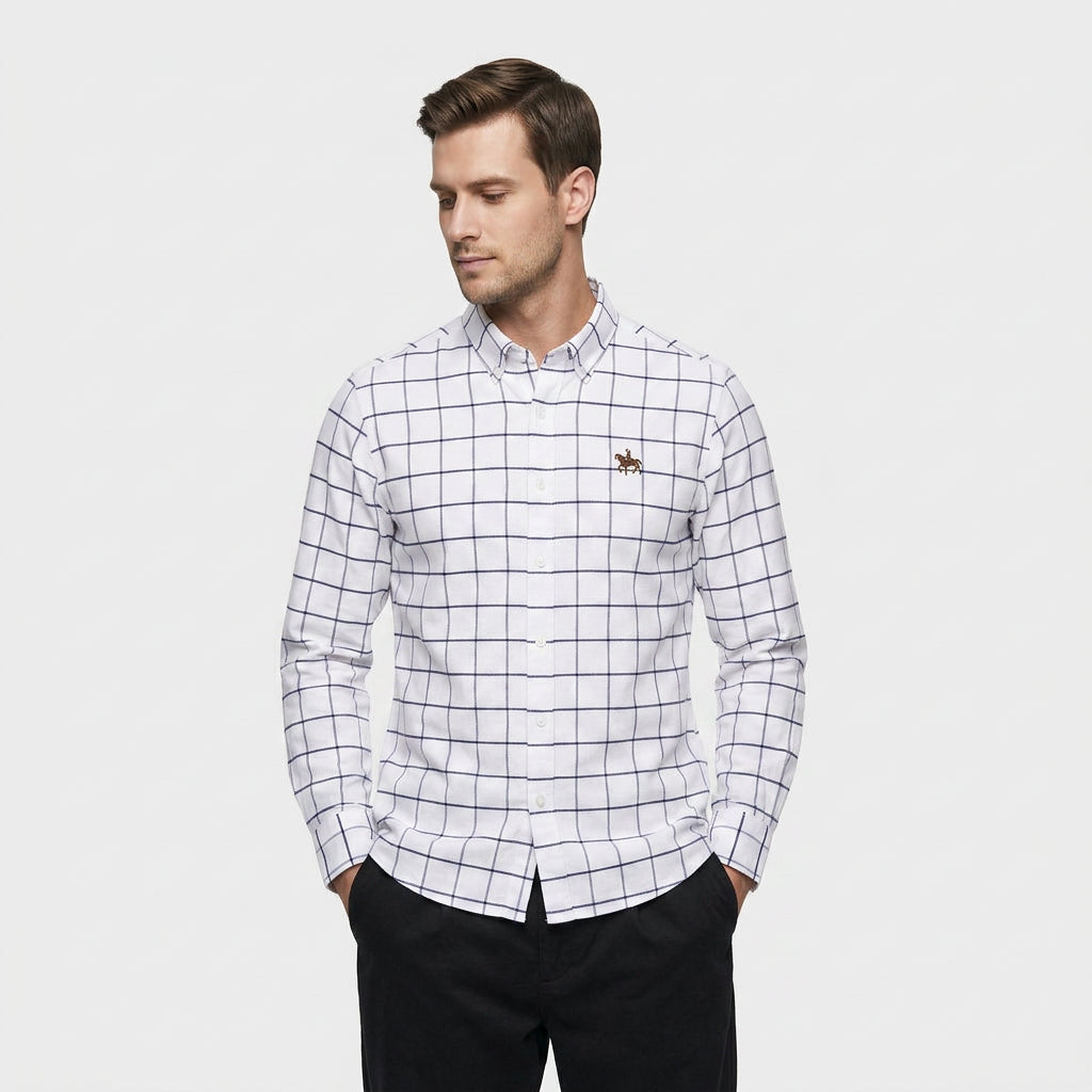 Chemise Carreaux Manches Longues Col Boutonné pour Homme
